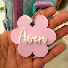 1pc Multi-Color Style Optional Custom Acrylic Keychain With Steel Wire Ring, Personalized Flower Shaped Name Brand Letter Pendant, Luggage Tag Pendant, The Perfect Back-To-School Gift For Christmas