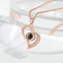 1 件定制个性化激光切割心形空心吊坠项链，送给女朋友的礼物 - 彩色 - 查看 7