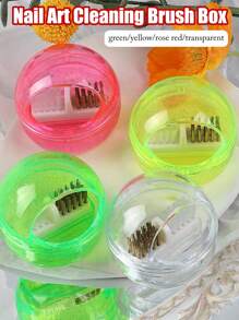 Drill Bit Cleaner, Nail Drill Bit Cleaner, Mini Nail Art Drill Head Clean Brush Grinding Head Cleaning Brushes, Nail Art Cleaning Brush Box, Nail Art Supplies, Nail Polishing Manicure Tool(Green/Yellow/Rose Red/Transparent) - Multicolor - View 2