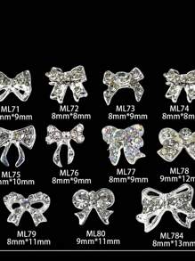 Nơ bạc sáng bóng, Bùa hộ mệnh hình con bướm, Phụ kiện trang trí móng tay bằng đá pha lê 3D, Mẹo tự thiết kế phụ kiện - Bạc - Xem 4