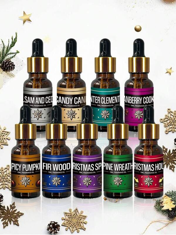 Christmas Aromatherapy Essential Oil 10ML Humidifier For Home Bedroom Long-Lasting Fragrance Water-Soluble Pure Plant Essential Oil For Hotel Fire-Free Aromatherapy Indoor Humidifier Plant Essential Oil For Toilet Purification Deodorization And Odor Removal Aromatherapy Essential Oil Valentine's Day Valentines Supplies Wedding Items