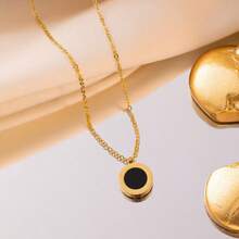 4 件套不锈钢和亚克力罗马数字吊饰项链、手链和耳环套装，女士时尚珠宝 - 四件套裝 - 查看 8