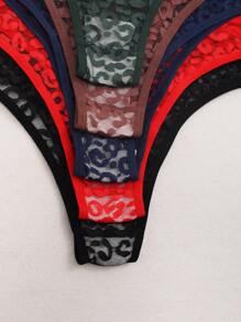 5 pezzi/confezione Slip bikini senza cuciture in pizzo a vita bassa elasticizzata per donna