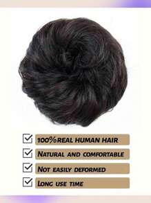 Messy Bun Hair Piece Human Extensions Hair Bun Thick Updo 1PC Scrunchies Hair Extensions Ponytail Hair Pieces For Women Girls Bun Hair Extensions Comfortable Soft Easy To Wear Daily Head Accessories - Natural Black - View 3