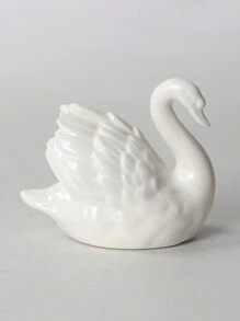 1pc Black & White Ceramic Swan Figurine, Creative Decor For Living Room, Study, Animal Succulent Planter