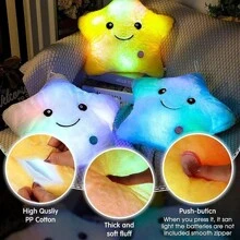 1 pièce Coussin en peluche Pentagramme lumineux, peluches étoilées lumineuses, jouets en peluche lumineux mignons, poupées en peluche douces, faveurs de fête, décoration de fête, faveurs pour les vacances, décoration de la maison, un bon choix (sans pile), décoration de chambre, chambre d'enfant, Squishmallow, jouets lumineux, peluches, peluches mignonnes, peluche violette, coussin pour enfants