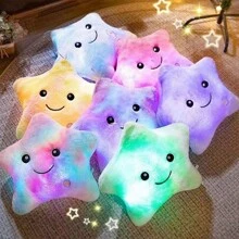 1 pièce Coussin en peluche Pentagramme lumineux, peluches étoilées lumineuses, jouets en peluche lumineux mignons, poupées en peluche douces, faveurs de fête, décoration de fête, faveurs pour les vacances, décoration de la maison, un bon choix (sans pile), décoration de chambre, chambre d'enfant, Squishmallow, jouets lumineux, peluches, peluches mignonnes, peluche violette, coussin pour enfants