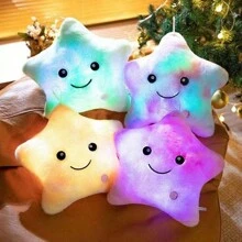 1 pièce Coussin en peluche Pentagramme lumineux, peluches étoilées lumineuses, jouets en peluche lumineux mignons, poupées en peluche douces, faveurs de fête, décoration de fête, faveurs pour les vacances, décoration de la maison, un bon choix (sans pile), décoration de chambre, chambre d'enfant, Squishmallow, jouets lumineux, peluches, peluches mignonnes, peluche violette, coussin pour enfants