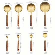 4/8 件套木柄不锈钢量杯量勺套装，银色/金色/黑色可选，咖啡量杯套装，鸡尾酒秤配件，量勺套装，家用量勺，嵌套式设计，易于收纳，鸡尾酒秤配件，烘焙工具，食品，厨房，旅行，厨房用品，厨房工具，酒吧配件，厨房量具，咖啡勺，调料勺，耐用厨房烘焙工具，厨房必备品。 - 彩色 - 查看 11