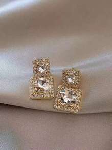 5 Stücke Set Ohrstecker mit Strass-Katzenauge, Cut Out geometrisches Design mit Perle, Luxusdesign, geeignet für den täglichen Gebrauch und Feierlichkeiten