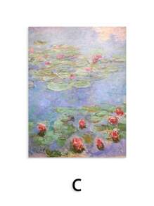 1pc Frameless Claude Monet, Water Lilies Impressionist Landscape Painting | Vintage Flower Print | Printable Wall Art - Multicolor - View 18