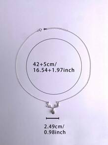 1 chiếc vòng cổ mặt dây chuyền đầu hươu bằng bạc Sterling 925 Zirconia, quà tặng sáng tạo sang trọng, quà tặng cầu hôn, 2 màu tùy chọn, phù hợp để phụ nữ đeo hàng ngày - Bạc - Xem 7
