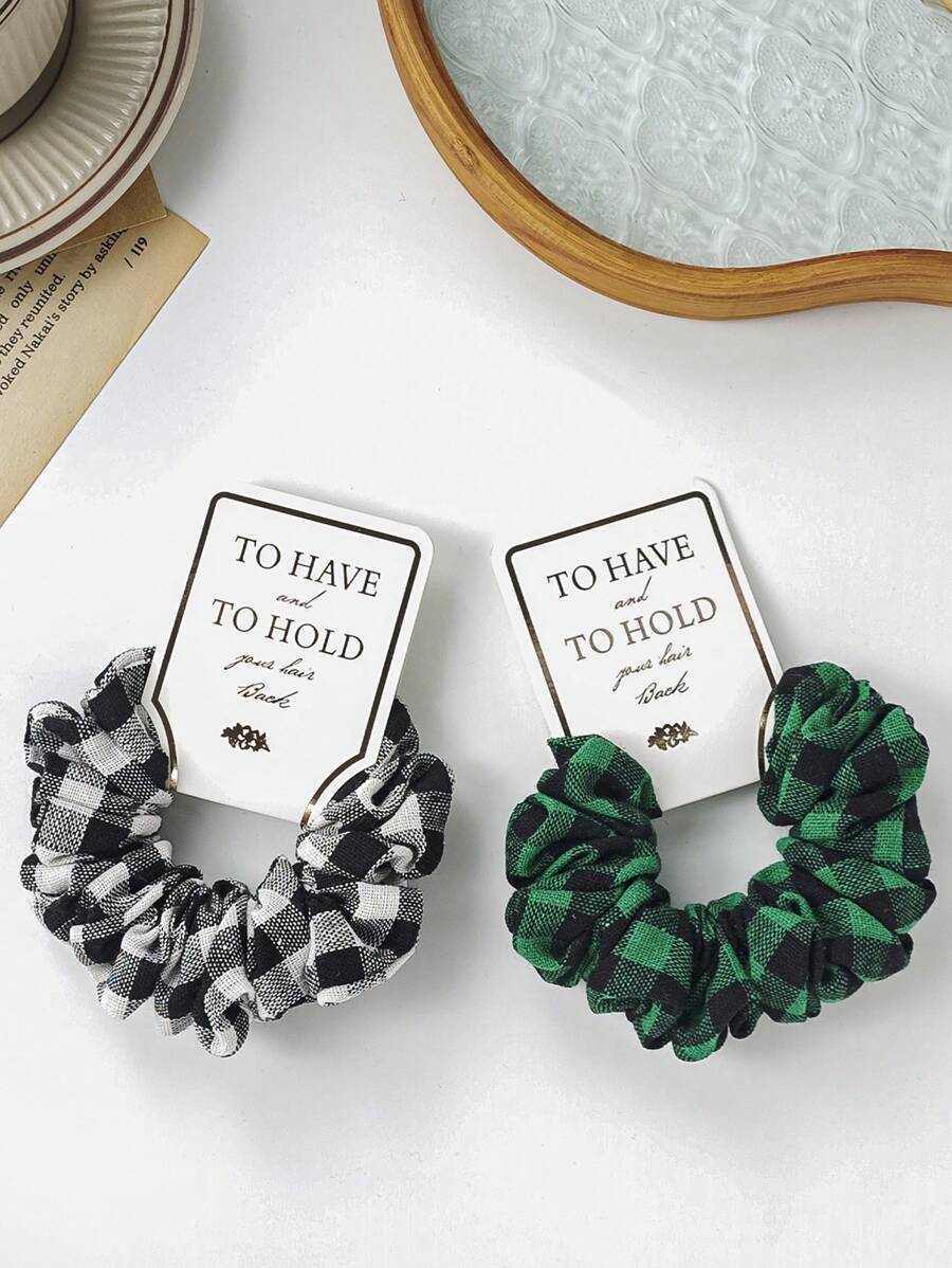 2 件装格子图案发带，简约复古格子发带，适合女士和女孩 - 彩色 - 查看 1