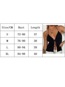 Women Y2k Front Tie Crop Tops Halter Neck Flowy Plisse Summer Going Out Top Sexy Split Sleeveless Cami Shirt - 棕色 - 查看 5