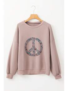 Fashion Geometry Pattern Pattern Drop-Shoulder Long-Sleeve Top Women Casual Loose Pullover Sweatershirt Women