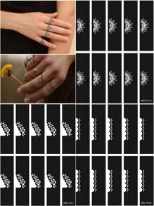 3 stuks vingerafdruk tattoo sjabloon sjablonen, herbruikbare henna pasta tatoeages, doe-het-zelf body art