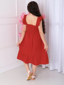 WOMEN'S DRESS FOR CHILDREN'S GIRLS - 紅色 - 查看 2