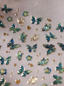 1 miếng dán móng tay 5D, họa tiết bướm vỏ sò nhiều màu sắc, decal móng tay chất lượng cao, thiết kế móng tay mùa xuân, trang trí móng tay. - Nhiều màu - Xem 2