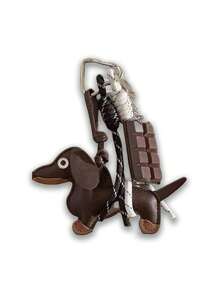 1pc Fashionable Leather Sausage Dog & Chocolate Creative Handmade Rope Metal Key Chain Bag Charm, Suitable For Holiday Gifts - Multicolor - View 5