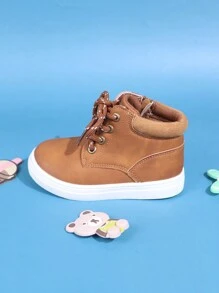 1 Paar High-Top-Kinderschuhe, Canvas-Sneaker für Jungen für Frühling und Herbst, Stiefel für Kleinkinder/Kinder, neue Mädchenschuhe - Braun - Übersicht 3