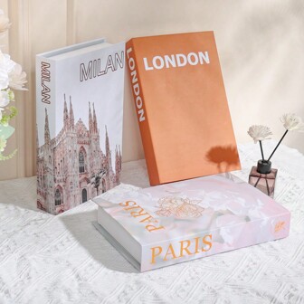 3 PEÇAS PARIS LONDRES MIMAN LIVRO FALSO Livro Decorativo Dobrável Não Pode Ser Aberto, Decoração de Quarto, Decoração Doméstica, Adequado para Famílias, Cafés, Hotéis, Vitrines de Lojas, Escritórios, Fotografia e Transmissão Ao Vivo, Decoração de Verão, Outono, Halloween, Natal, Adequado para Vários Cenários (Decoração de Quarto, Decoração Doméstica, Decoração de Quarto, Decoração de Sala de Estar, Decoração de Escritório, Decoração de Banheiro, Decoração de Mesa, Gabinete de TV, Lobby, Estante) Vários Presentes de Feriado.