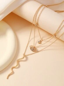 1 Mảnh Rhinestone Mắt Rắn Mặt Dây Chuyền Nhiều Lớp Vòng Cổ, Thích Hợp Cho Phụ Nữ Mặc Thường Ngày Và Dự Tiệc - Vàng - Xem 3