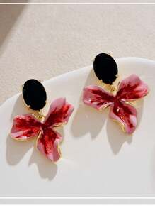 2 件/套花朵吊坠耳环，高端 2024 设计适合圆脸，新款中式耳环，适合女士，秋冬 - 粉色 - 查看 6