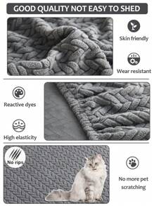 1pc Solid Color Jacquard Velvet Wheat Pattern Anti-Scratch Universal Sofa Cover, Hat-Style Sofa Slipcover, Elastic Stretch Sofa Protector, Modern Minimalist L-Shaped Non-Slip Sofa Cover, Suitable For 1/2/3/4 Seat Sofa In Living Room - Dark Grey - View 7
