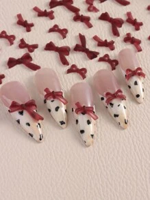 1 Schachtel/20 Stück matte 3D Harz Schleifen Mini Nageldekorationen, passend für Anzüge/Artikel, geeignet für Nageldesign und Handwerks-DIY, langanhaltender Glanz und einfach zu verwendende Nagelpflege-Zubehörartikel, Nägel, Nagelcharms, Nageledelsteine - Bordeaux - Übersicht 11