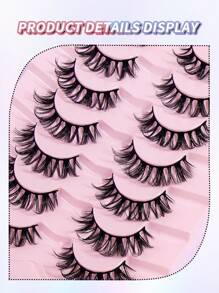 7 Pairs CC Curl Full False Lashes 3D Natural Spiky Manga Lashes Cat-Eye Fluffy Wispy Soft Lashes Fake Eyelashes False Eyelashes Strip,Natural Soft Eyelash Crisscross Wispy Fluffy Lashes,Naturally Slender, Curled And Enlarged Eyes,For Women To Use Travel, PartyJapanese Makeup Wet Look Manga False Eyelashes Makeup After Shower Natural Long And Volume Faux Mink Curl Soft Hair Makeup Eye Tool For Beauty - 黑色 - 查看 6