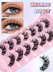 7 Pairs CC Curl Full False Lashes 3D Natural Spiky Manga Lashes Cat-Eye Fluffy Wispy Soft Lashes Fake Eyelashes False Eyelashes Strip,Natural Soft Eyelash Crisscross Wispy Fluffy Lashes,Naturally Slender, Curled And Enlarged Eyes,For Women To Use Travel, PartyJapanese Makeup Wet Look Manga False Eyelashes Makeup After Shower Natural Long And Volume Faux Mink Curl Soft Hair Makeup Eye Tool For Beauty - 黑色 - 查看 7