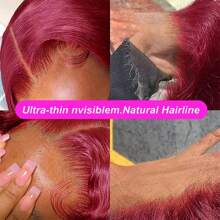 Body Wave 99J Burgundy Lace Front Wig Human Hair 13X4 Body Wave 99J Lace Front Human Hair Wigs For Women Burgundy HD Transparent Frontal Wig Colored Pre Plucked 200% Density Wine Red Wig - Burgundy - View 9