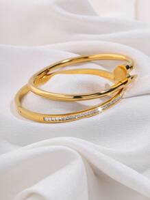 2 Pcs Gorgeous Exquisite Personalized Stainless Steel Love Single Row Drill Bangle Combination Suitable For Holiday Gift-Giving Ladies Valentines, Mom, Mother, Mother's Day, Gift - Love Single Row Diamond Bracelet Combination - View 23