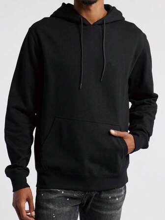 sweat-shirt à capuche en velours pour hommes, noir décontracté, pull chaud, automne/hiver