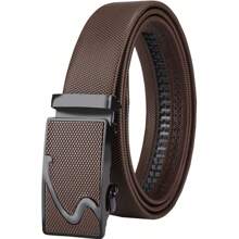 1 stuk heren casual leren riem met metalen automatische gesp, luxe merk zakelijke werkriem zomer, school