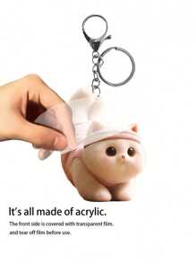 1 件可爱猫咪钥匙扣，2D 亚克力材质时尚设计轻便钥匙圈、包包吊饰、汽车吊坠，是节日和聚会时送给朋友的完美礼物