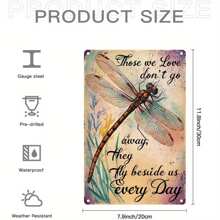 Vintage Hippie Dragonfly Metal Sign: 'Those We Love Don't Go Away, They Fly Beside Us Every Day' - Perfect For Apartment, Party, Thanksgiving, Valentine's Day Decor - 8x12 Inch - Iron Construction - Multicolor - View 2