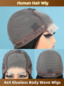 Peruca Ondulada Corporal Solta de 32 polegadas Sem Cola, Cabelo Humano, Densidade de 180%, Peruca Frontal de Renda Transparente 4x4 Sem Cola, Peruca Cor Marrom 4#, com Cabelo de Bebê, para Mulheres