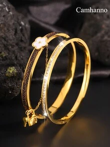 Camhanno 2 Pieces Of Exquisite And Fashionable Stainless Steel Leather Bracelet + Rotating Bracelet Combination Set, Exquisite Craftsmanship, Presenting Beauty, Suitable For Daily Wear And Holiday To Send Family/Friends/Lovers - Multicolor - View 11