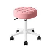 Silla pequeña redonda con ruedas, taburete giratorio de altura ajustable, taburetes de trabajo para spa, salón, oficina en casa - Rosa - Ver 6