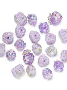 10Pcs/Lot 15.5~31mm Acrylic Random Mixed Hand-Painted Beads, Making Decorative Pendants Loose Beads, Bracelets, Necklaces, Beads, DIY Jewelry Materials - Random Mixed Hand-painted Beads - View 4