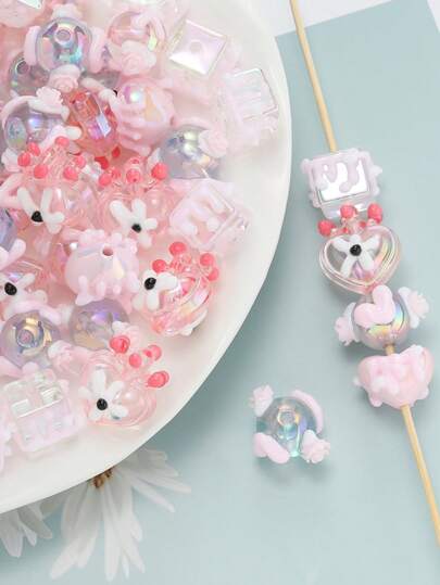 10Pcs/Lot 15.5~31mm Acrylic Random Mixed Hand-Painted Beads, Making Decorative Pendants Loose Beads, Bracelets, Necklaces, Beads, DIY Jewelry Materials