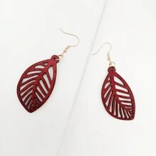 1 Cặp Hoa tai dạng dây thời trang dành cho nữ, Hoa tai hình lá bằng gỗ chạm khắc nhiều màu, Thích hợp đeo hàng ngày, ngày lễ, lễ hội, quà tặng, không mạ - bông tai - Xem 7