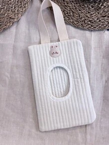 1pc Cartoon Rabbit Pattern Cute Tissue Holder For Car, Portable Handheld Storage Bag With Drawstring
