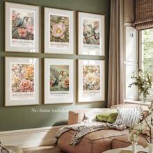 6 bức tranh vải William Morris treo tường, tranh triển lãm đơn giản của William Morris, tranh treo tường cổ điển, áp phích hoa thực vật, trang trí nhà nông trại cổ điển nghệ thuật hiện đại, không có khung - Nhiều màu - Xem 1
