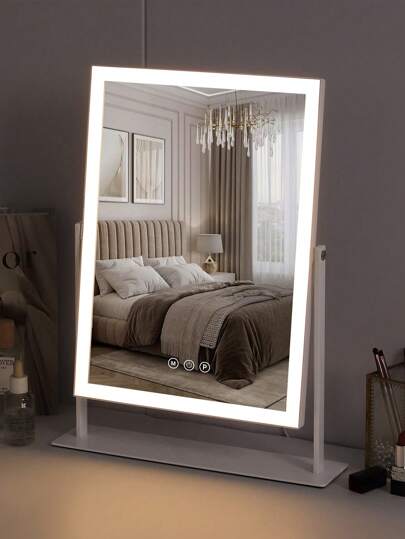 FENCHILIN 30 Cm 41 Adjustable Verlichting Makeup Spiegel LED Lights Mirror, Illuminated Tabletop Slimme Touch Operation Beautiful Rooms Bedrooms, Removable 10x Magnifying view 4