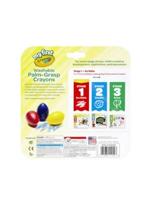 Crayones lavables de agarre de palma de Crayola, perfectos para bebés de 12 meses y talla grande. 3 crayones gruesos para un agarre fácil y un divertido coloreado, seguros para niños pequeños. Un regalo ideal para Navidad, cumpleaños u otras festividades. Herramienta de aprendizaje temprano para el juego creativo. - Variante1 - Ver 4