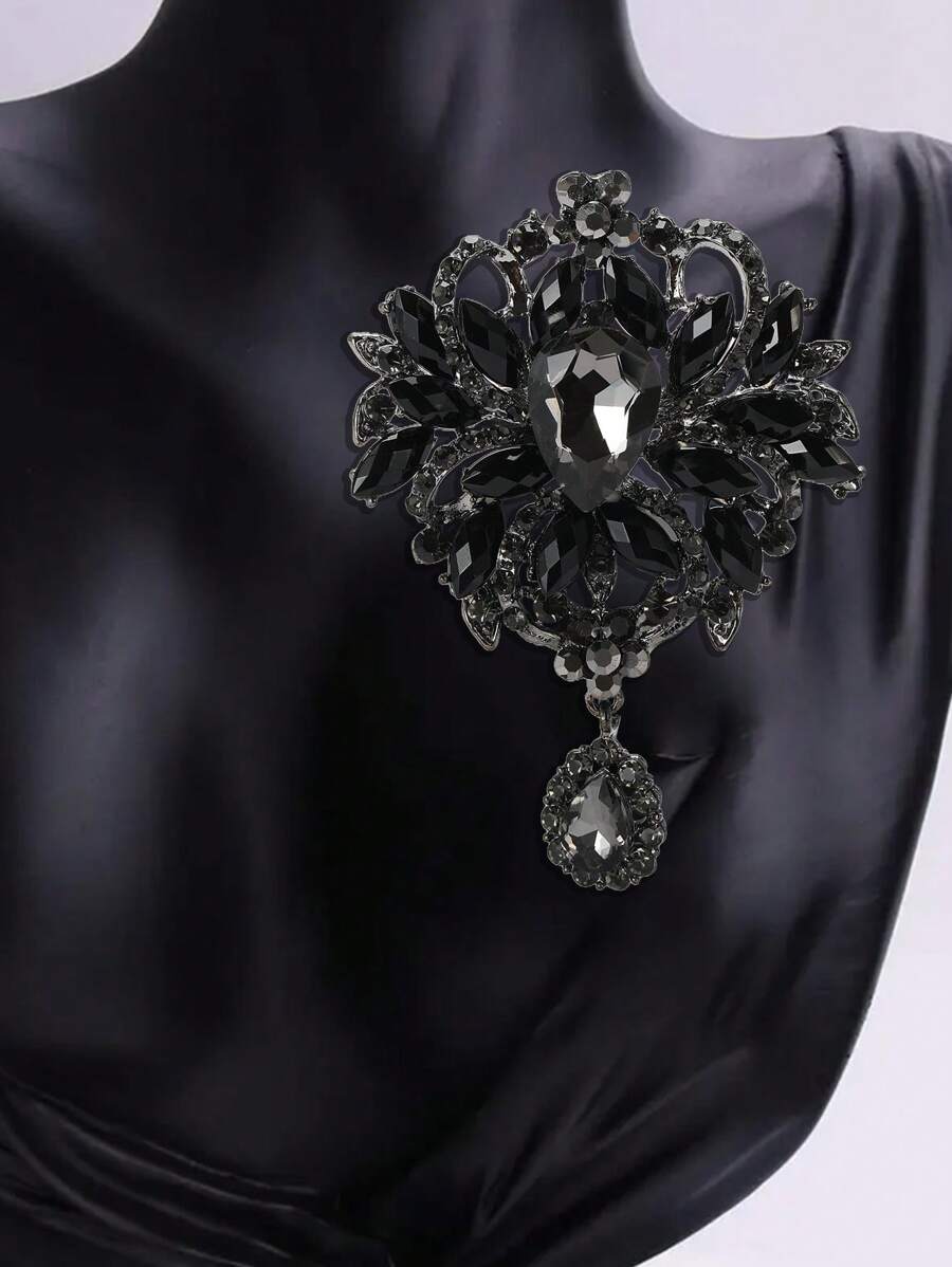 Trâm cài pha lê phong cách cung điện cho phụ nữ tiệc tùng váy Pin Pin - thủy tinh pha lê - Xem 1