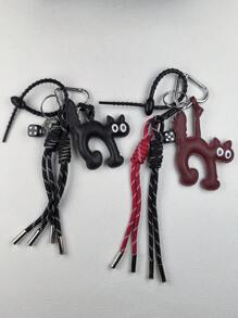 1pc Fashionable Leather Sausage Dog & Chocolate Creative Handmade Rope Metal Key Chain Bag Charm, Suitable For Holiday Gifts - Multicolor - View 11
