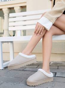Women's Autumn/Winter High-Top Plush Slippers With Thick Soles, Reinforced Toe, Indoor/Outdoor Non-Slip And Silent, Thermal Lined For Warmth
